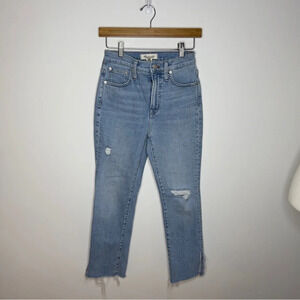 Madewell Perfect Vintage Jeans 23P Coffey Wash High Rise Distressed Raw Hem